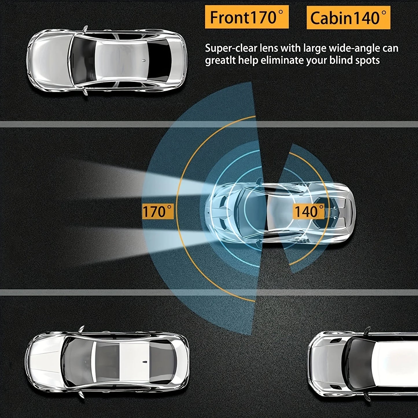 Cámara de Tablero con doble cámara WIFI 1080P para automóviles Frontal e Interior