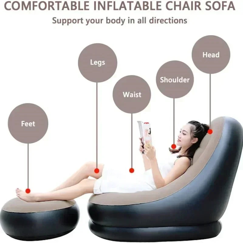 Sofá de Terciopelo Inflable plegable y reclinable Cómodo