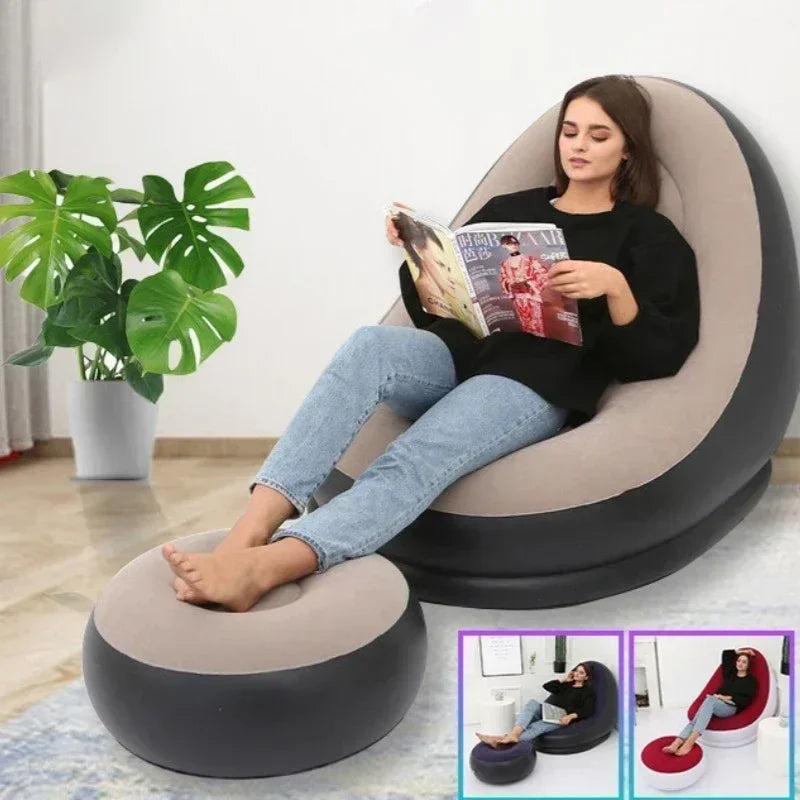 Sofá de Terciopelo Inflable plegable y reclinable Cómodo