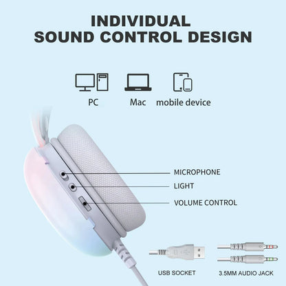 Mouse y Auricular con diseño de luz RGB completo y micrófono para jugadores de PC