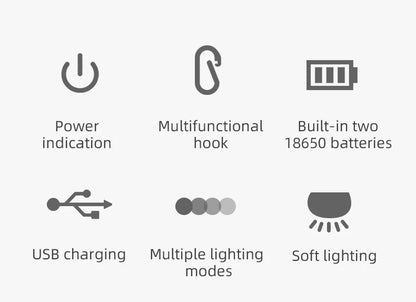 Lámpara de camping recargable por USB C