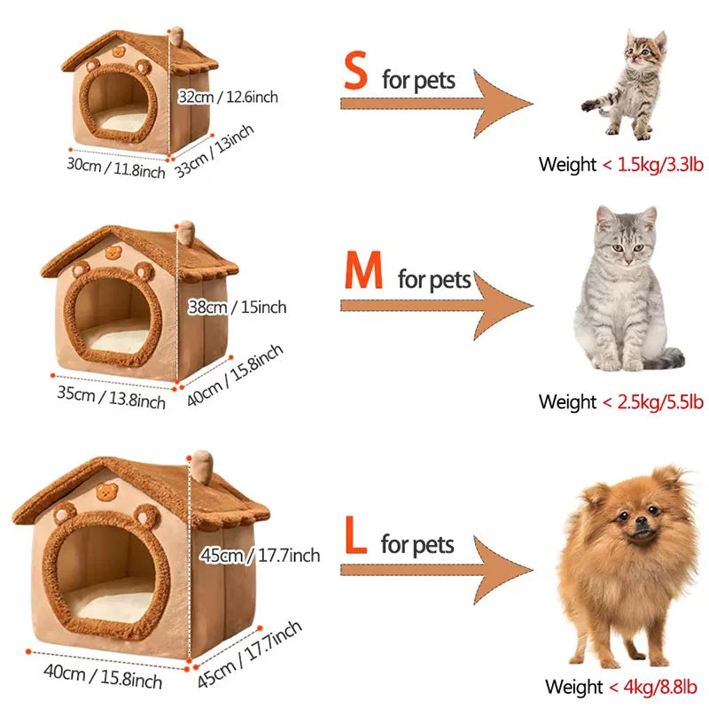 Casa plegable para Mascotas Pequeñas - Extraíble y Lavable