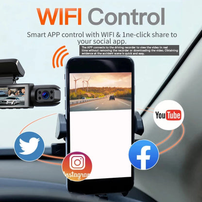 Cámara de Tablero con doble cámara WIFI 1080P para automóviles Frontal e Interior