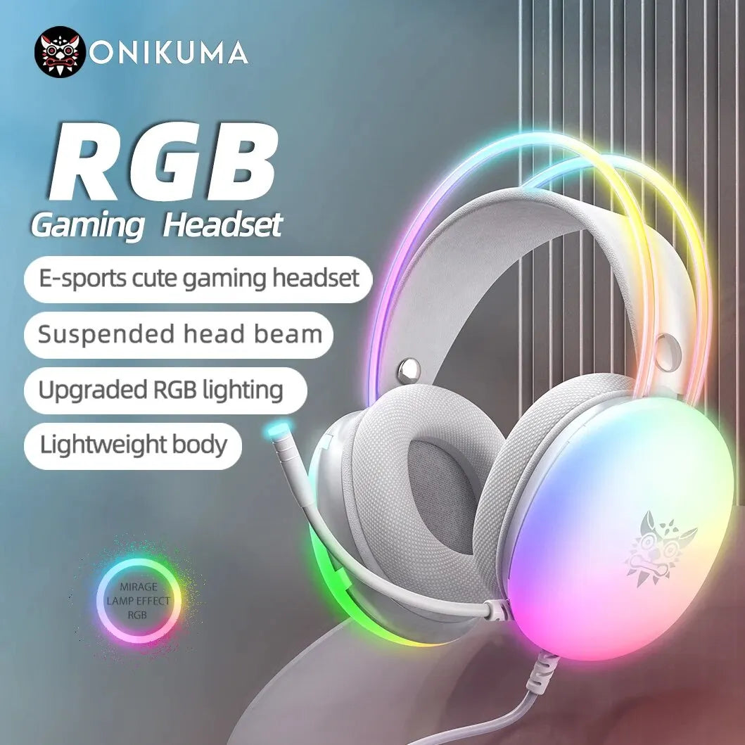 Mouse y Auricular con diseño de luz RGB completo y micrófono para jugadores de PC