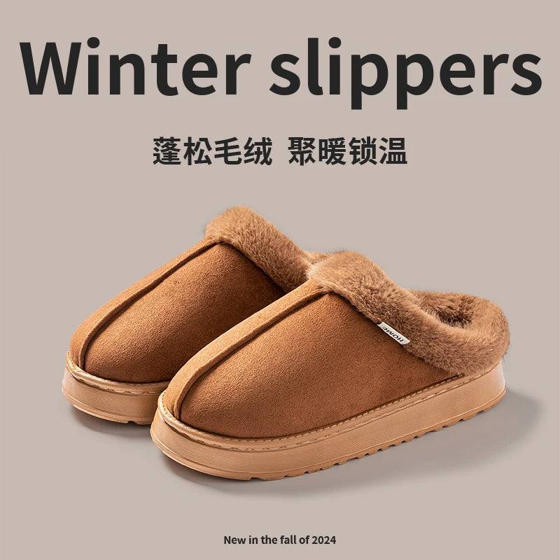 Pantuflas mullidas para Hombre de invierno para Interiores