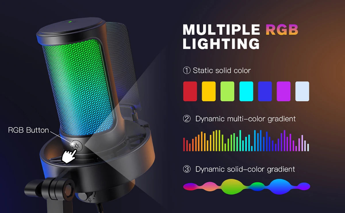 Micrófono FIFINE para grabación y transmisión en PC Modos RGB -A8