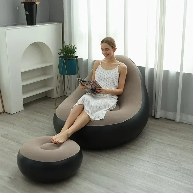 Sofá de Terciopelo Inflable plegable y reclinable Cómodo