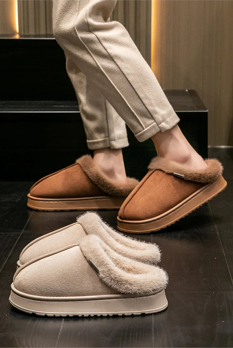 Pantuflas mullidas para Hombre de invierno para Interiores