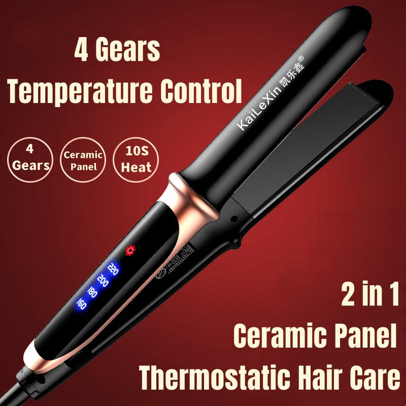 Plancha de Pelo Profesional 2 en 1 con 4 Velocidades y Temperatura Ajustable