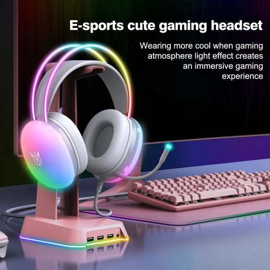 Mouse y Auricular con diseño de luz RGB completo y micrófono para jugadores de PC