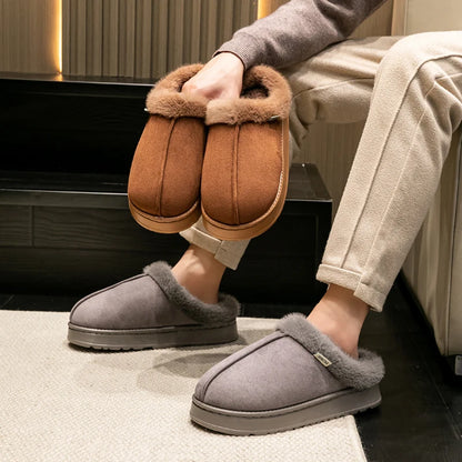 Pantuflas mullidas para Hombre de invierno para Interiores