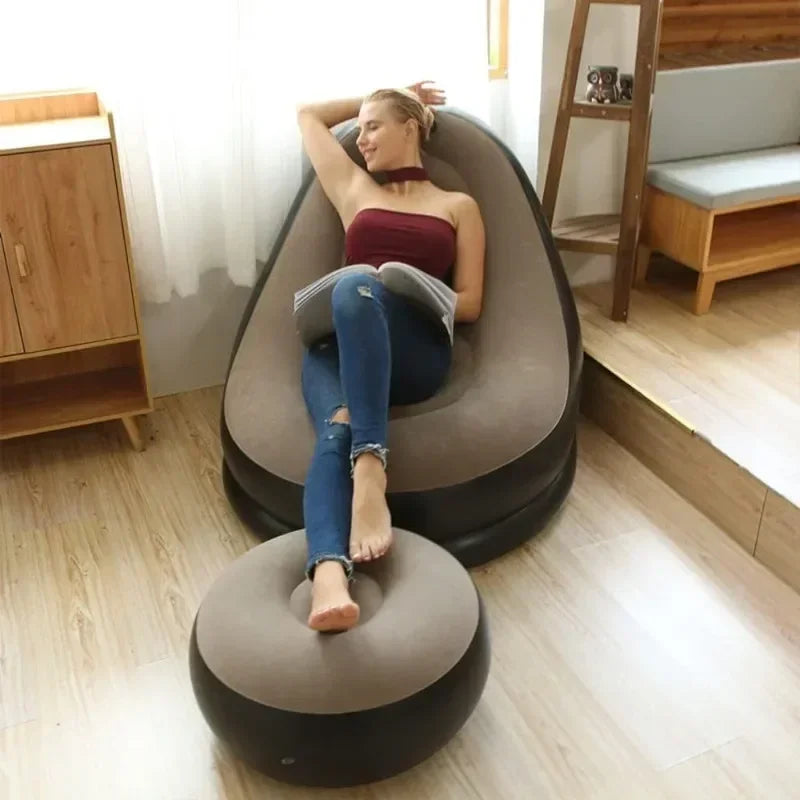 Sofá de Terciopelo Inflable plegable y reclinable Cómodo