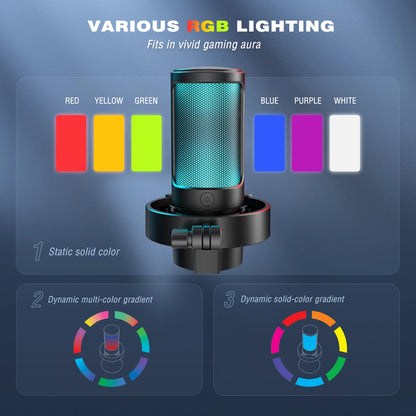 Micrófono FIFINE para grabación y transmisión en PC Modos RGB -A8