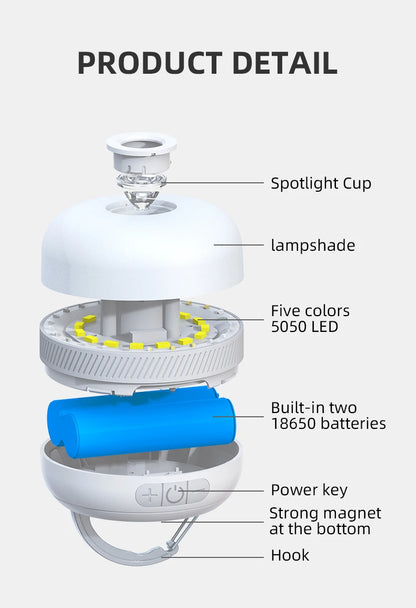 Lámpara de camping recargable por USB C